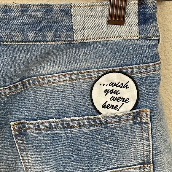 Mauro Grifoni Patched Denim Cut Off Shorts High Rise Italy Button Fly Sz 28 - Picture 8 of 12